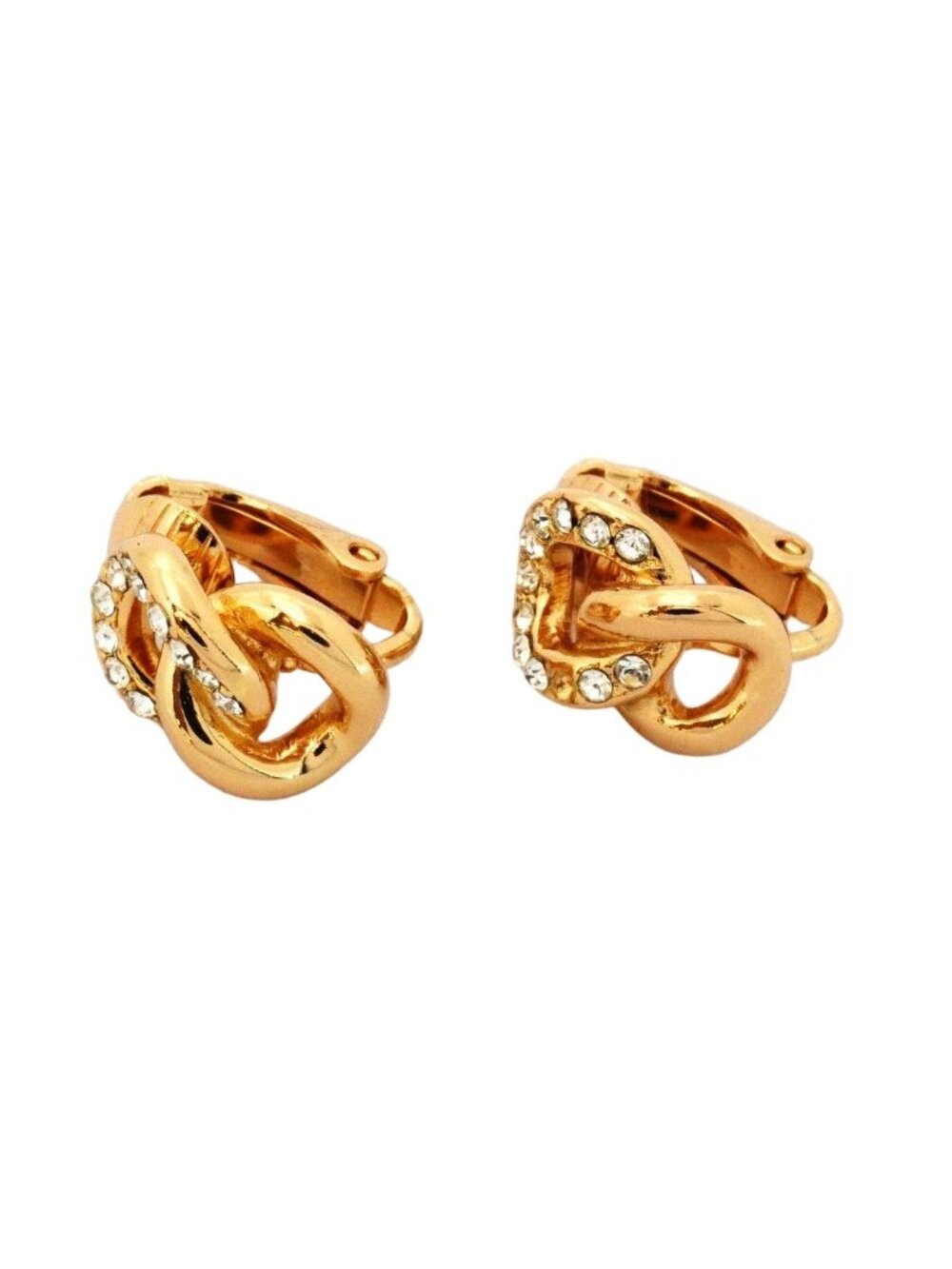 Dior Earrings Gold Plated Line Stone - Picture 2 of 6